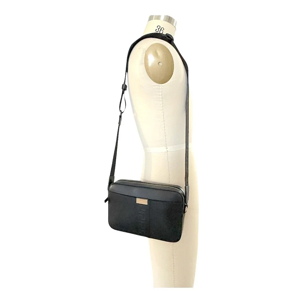 Versace Black Box Leather Shoulder Bag Embossed Greca Crossbody 1010737 Italy